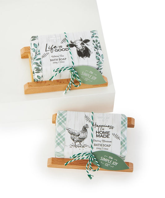 Bath Soaps/Bamboo Tray / Cow
