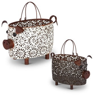 Metal Piglet Basket Large