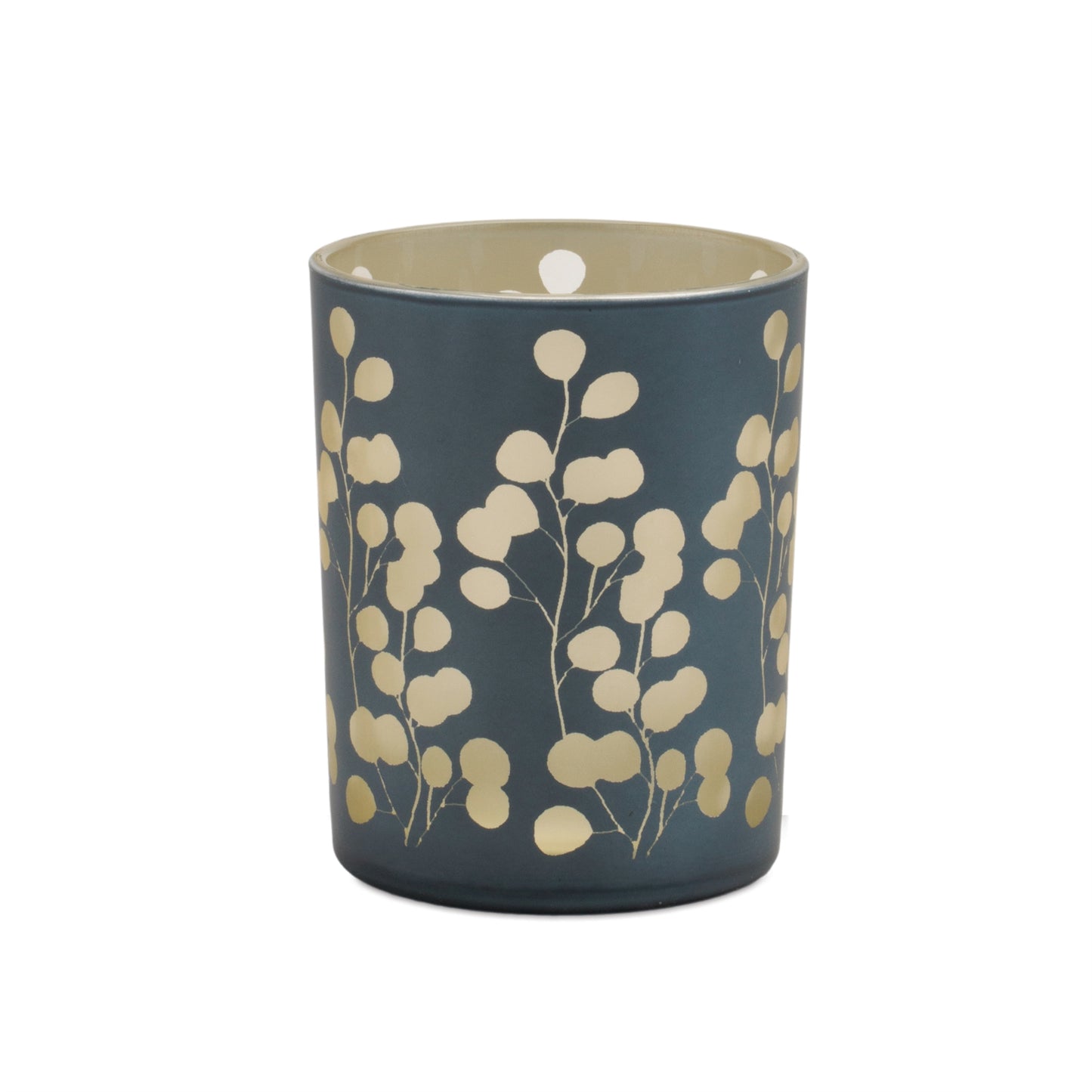 Eucalyptus Leaf Candle Holder 3.75"D x 5"H Glass