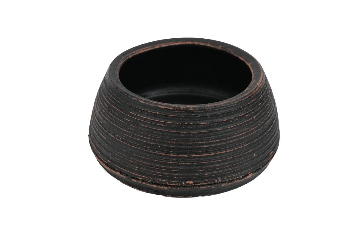 Hiveya Candle Vessel Black Clay 6x3