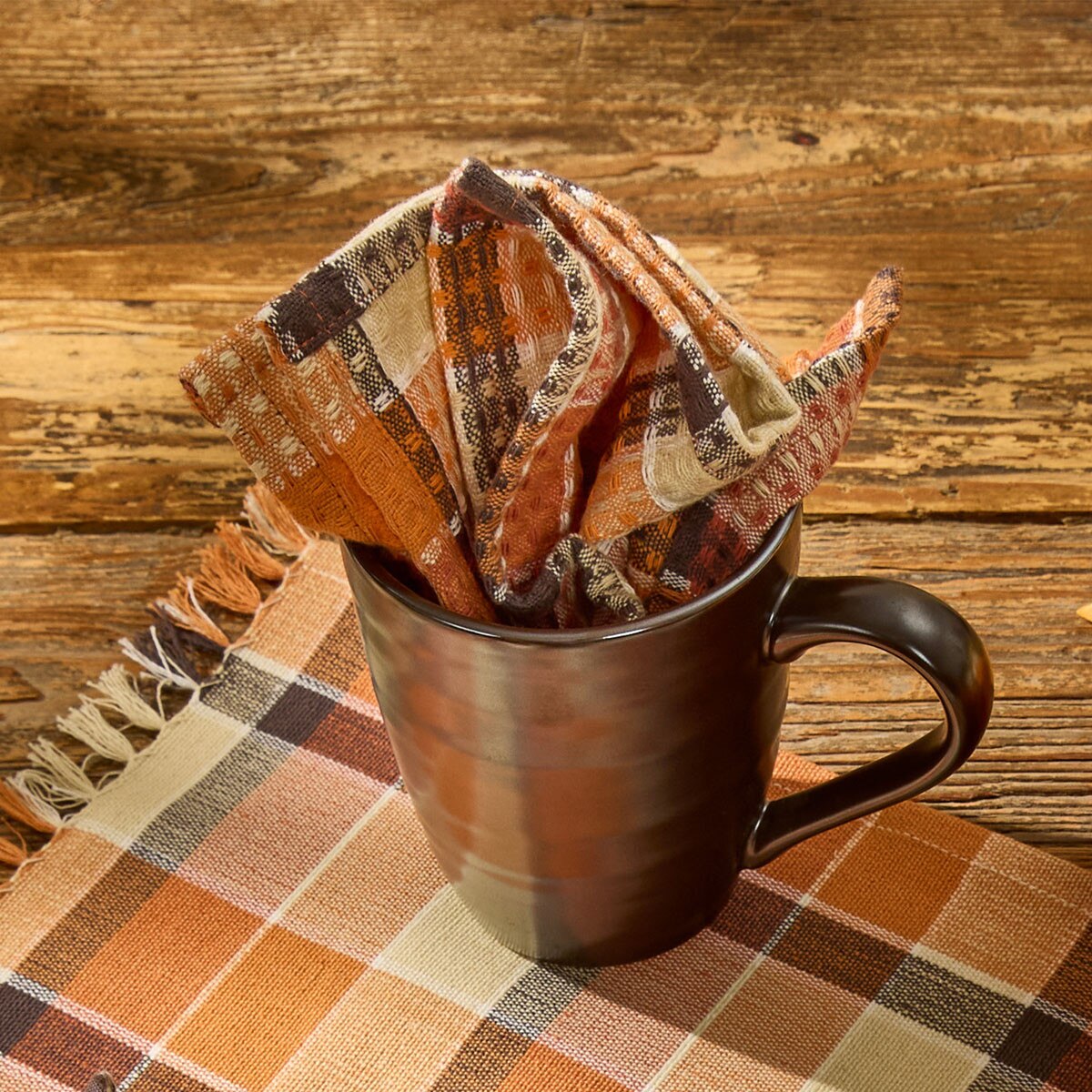 Rustic Fall Porch Dishcloth 13x13