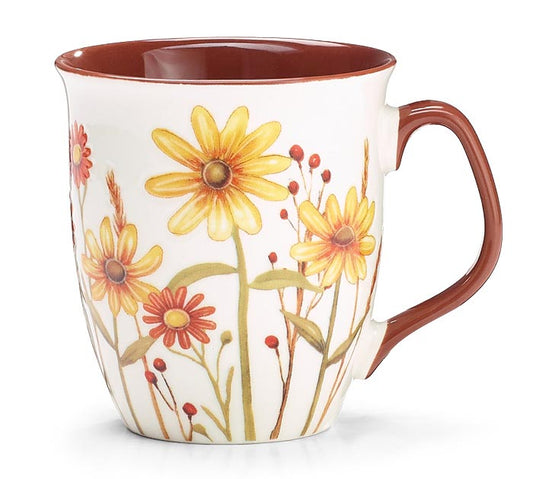 Mug Fall Daisies w/ Brown Int