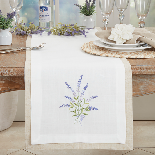 Double Layer Lavender Runner Ivory 16x72