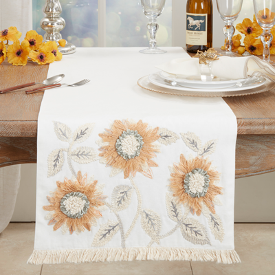 Embroidered Sunflower Runner 72"