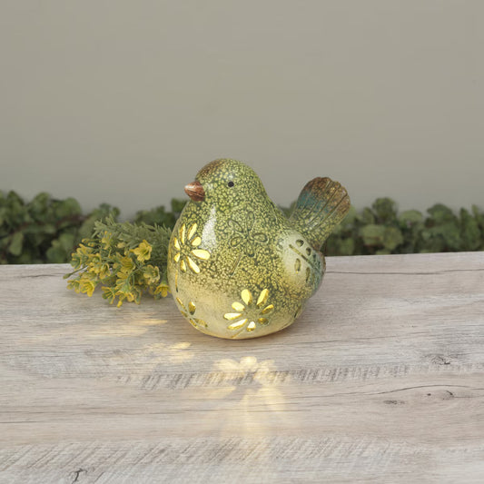 Solar Lighted Resin Bird 6.8"