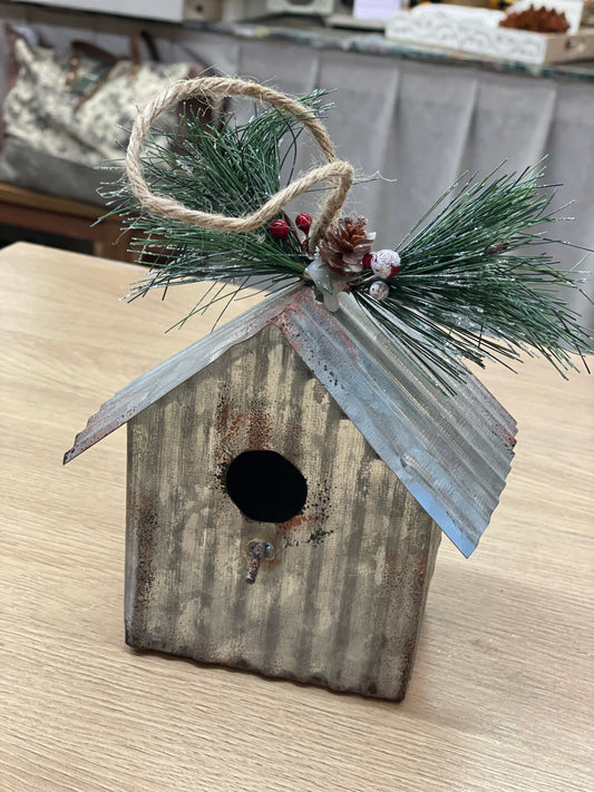 Tin Birdhouse Ornament