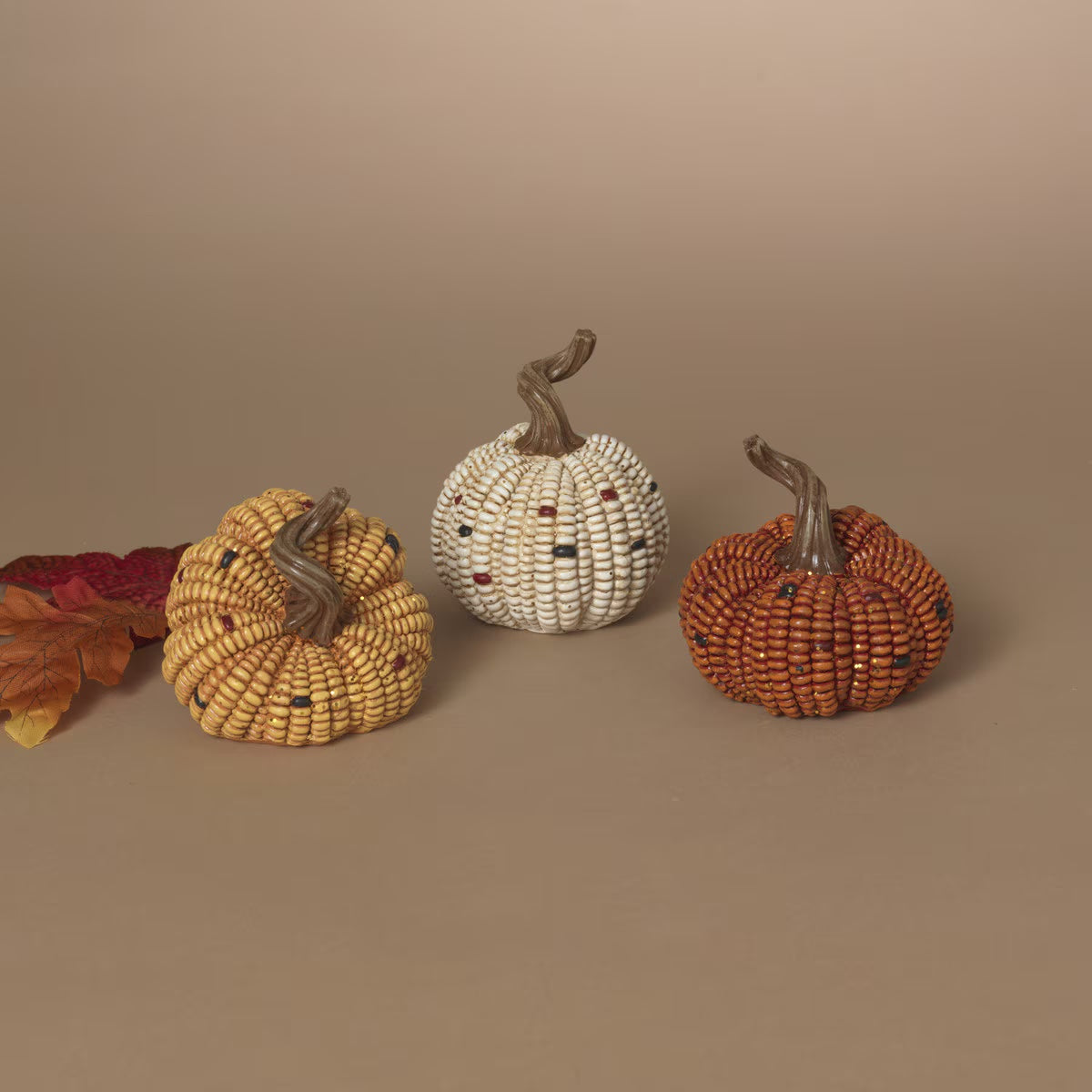 3.9"H Resin Harvest Corn Pumpkin - ORANGE