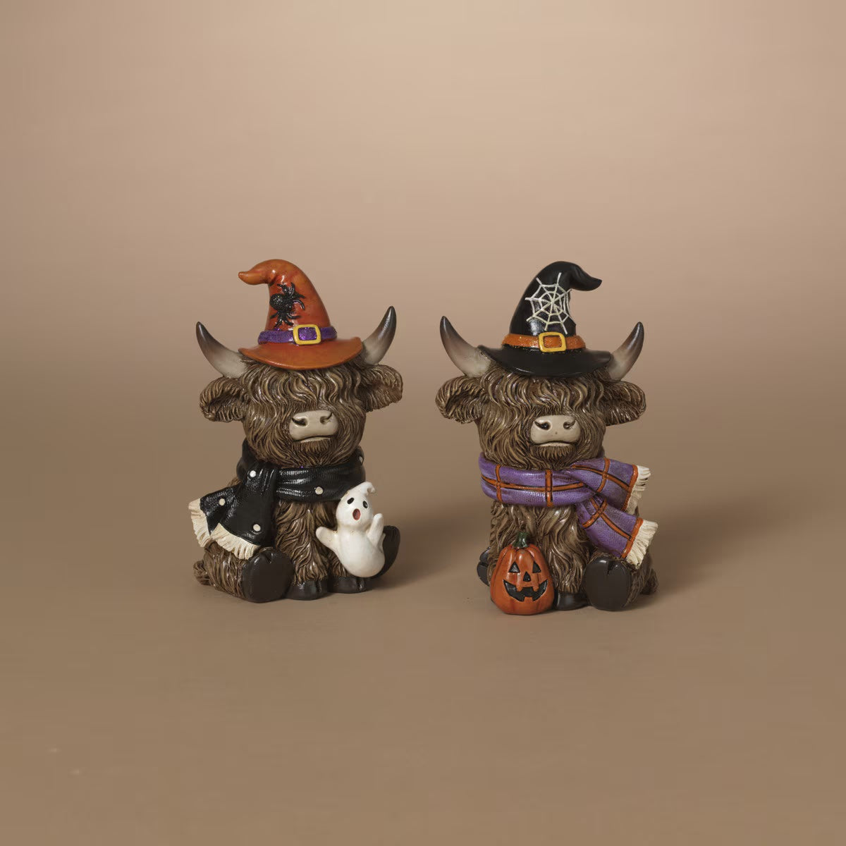 Halloween Highland Cow, 2 Asst, 5.12"H Resin