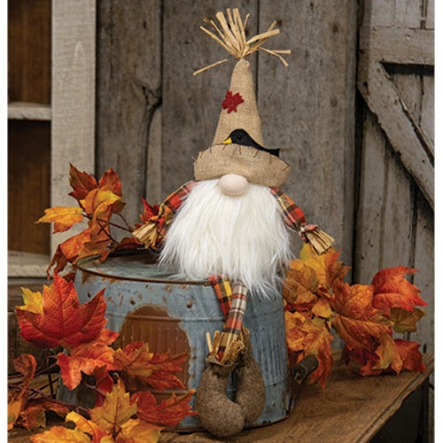 Dangle Leg Scarecrow Gnome w/Crow Hat