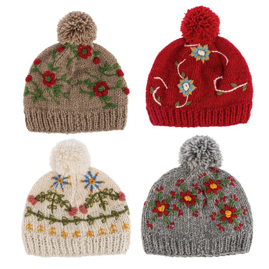 Knit Beanie Hat 4-Asst Wool