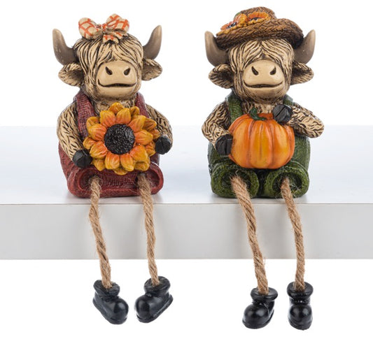 Sunflower Cow Shelf Sitter, 2 asst