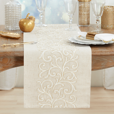 Embroidered Scroll Runner 70"