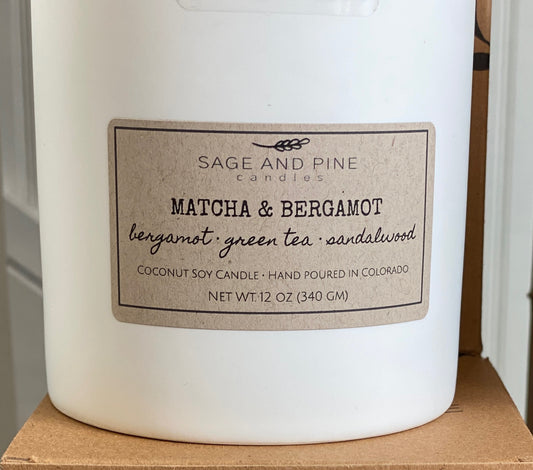 Matcha & Bergamot White Jar Candle