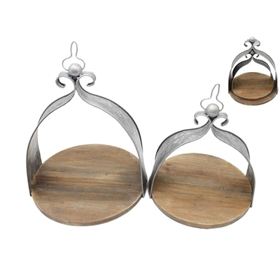 Hanging Wood and Metal Trays Lg