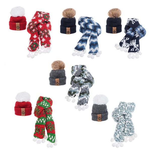 Wine Bottle Beanie & Scarves 6-Asst