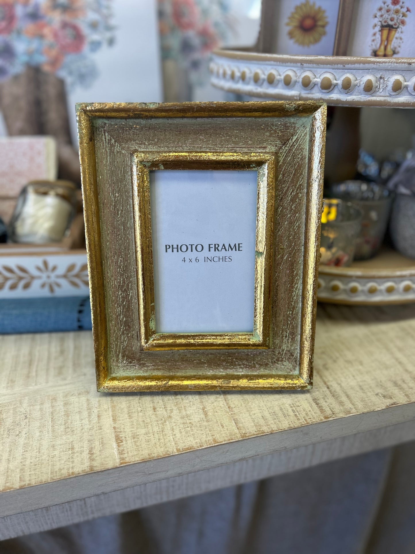 Gold Patina Green Photo Frame 10.5"
