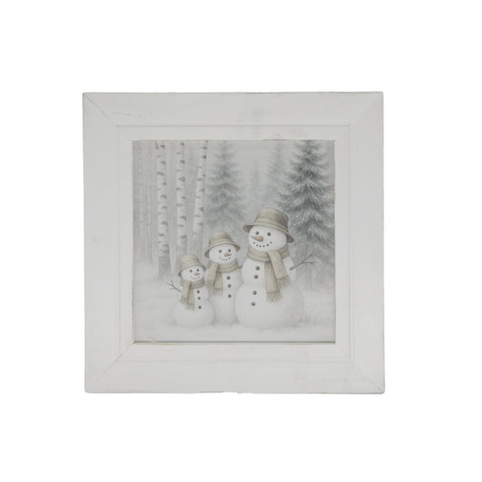 Snowman Family Forest Framed