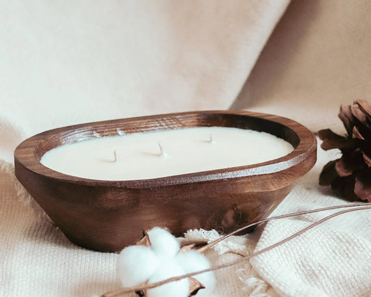 3 Wick Dough Bowl-Natural-Holly Berry