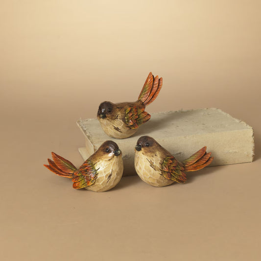 Harvest Bird, 3 Asst, 4.9"L Resin
