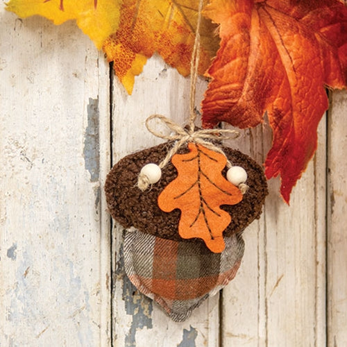 Fabric Plaid Acorn Ornament