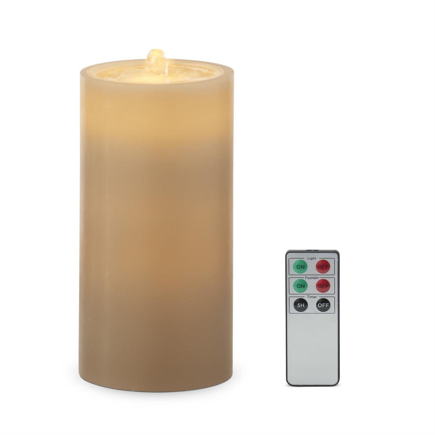 Taupe LED Wax Pillar Water Candle
