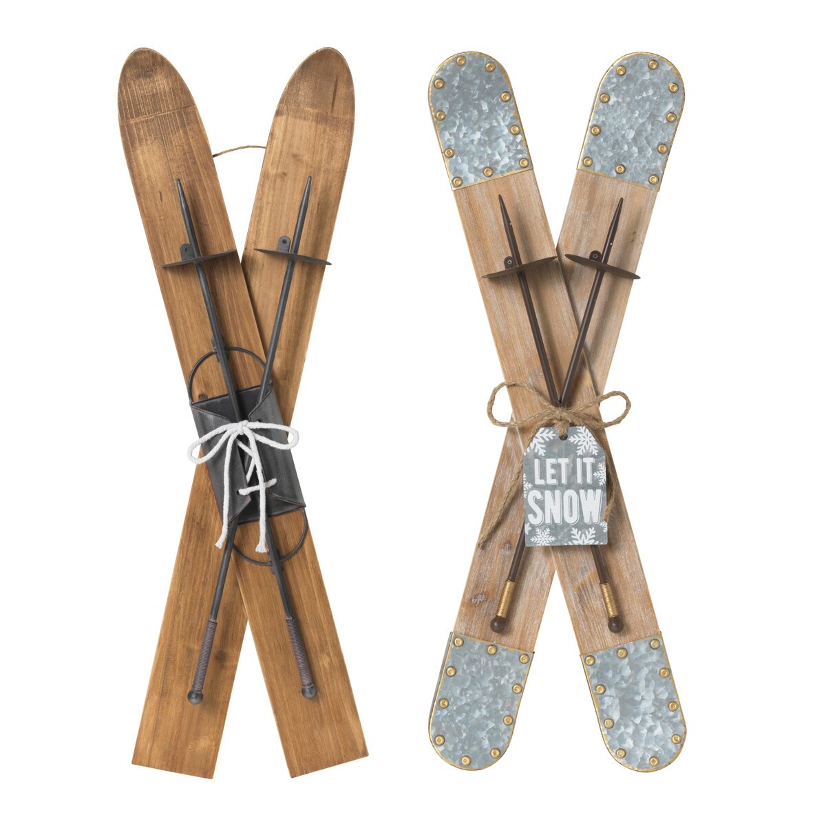 Wood Metal Holiday Ski Wall