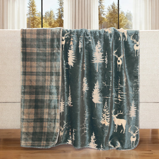 Deer Stand Double Sided Plush Throw