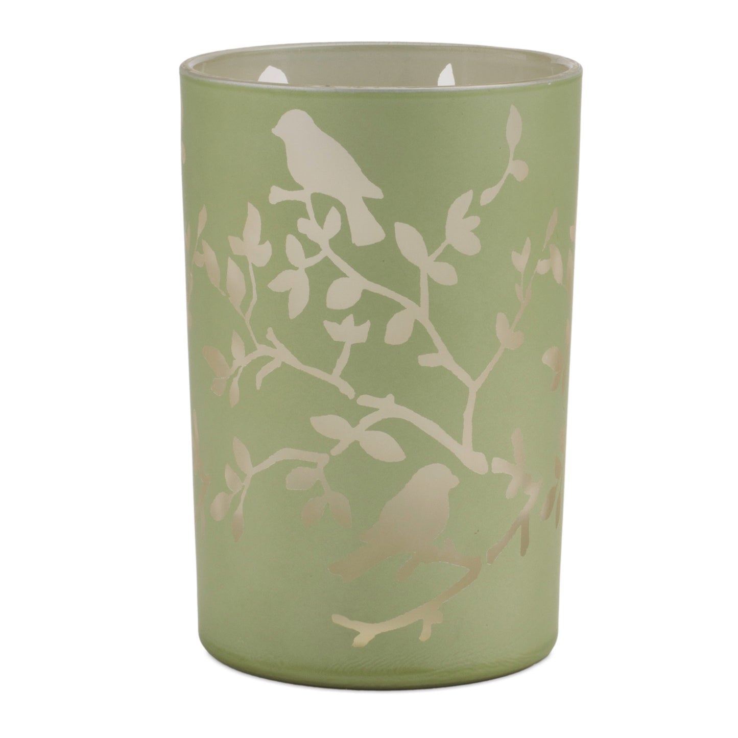 Green Candle Holder 4.5"D x 7"H Glass