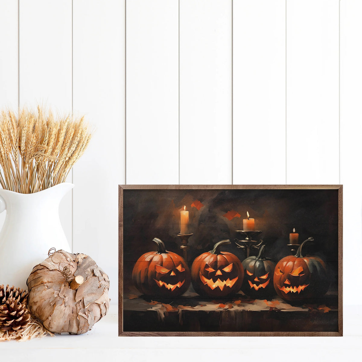 Four Halloween Jack O Lanterns 16x10