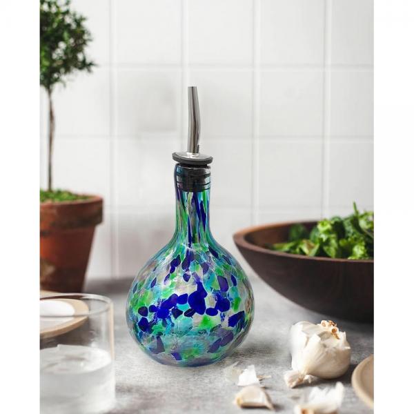 Blue/Green Blown Glass Cruet
