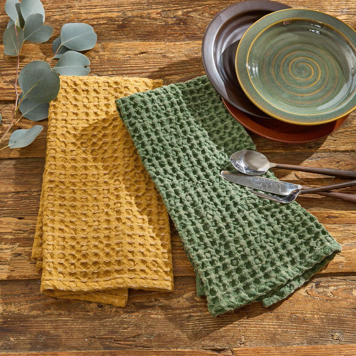 Waffle Weave Towel-Loden
